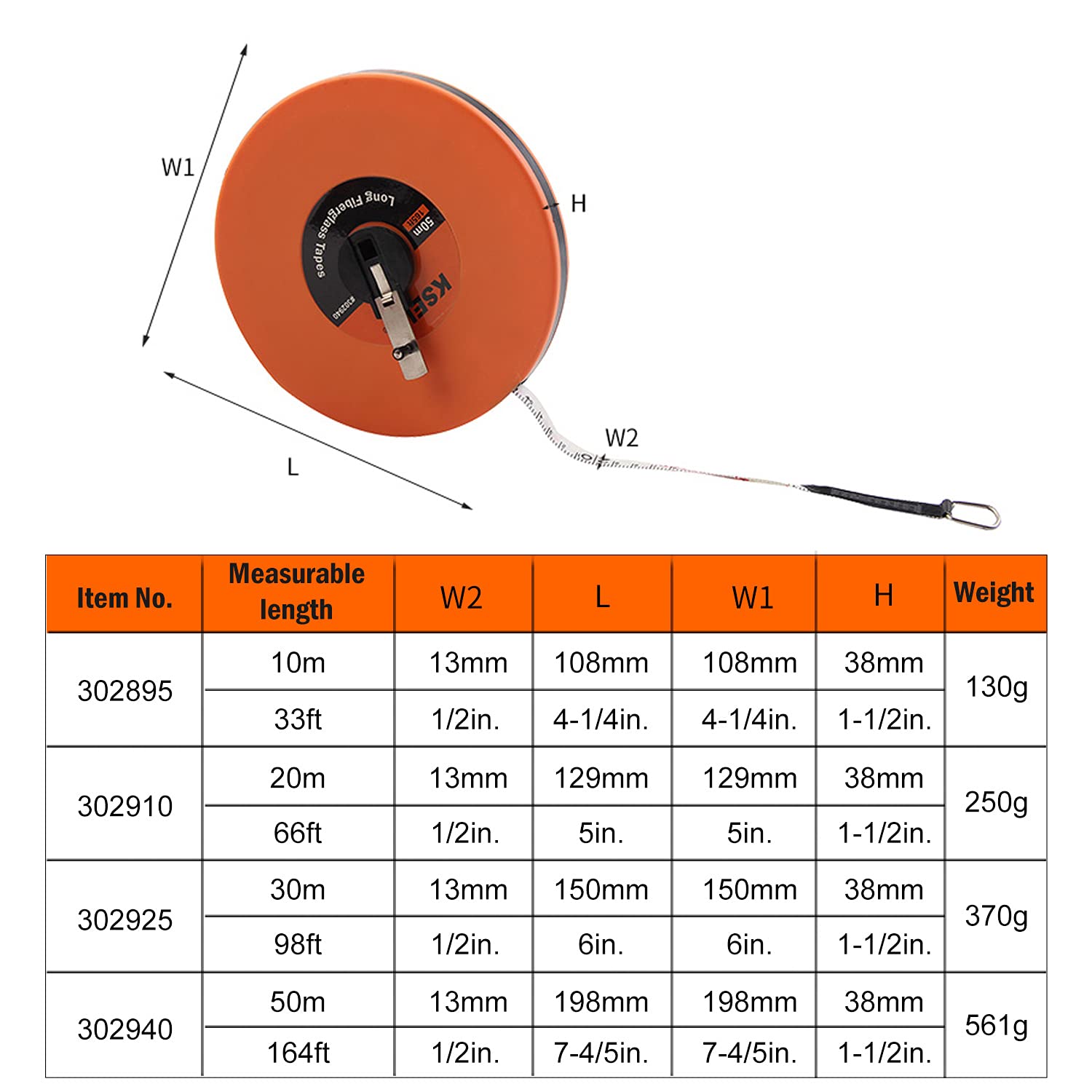 KSEIBI 302940 half-inch width blade for sturdy measurement performance.