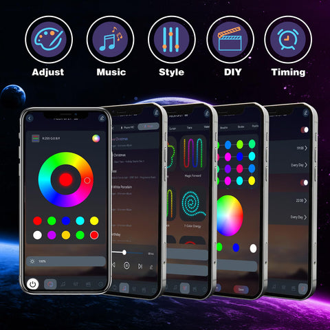 KSIPZE app control supports millions of colors and scenes.