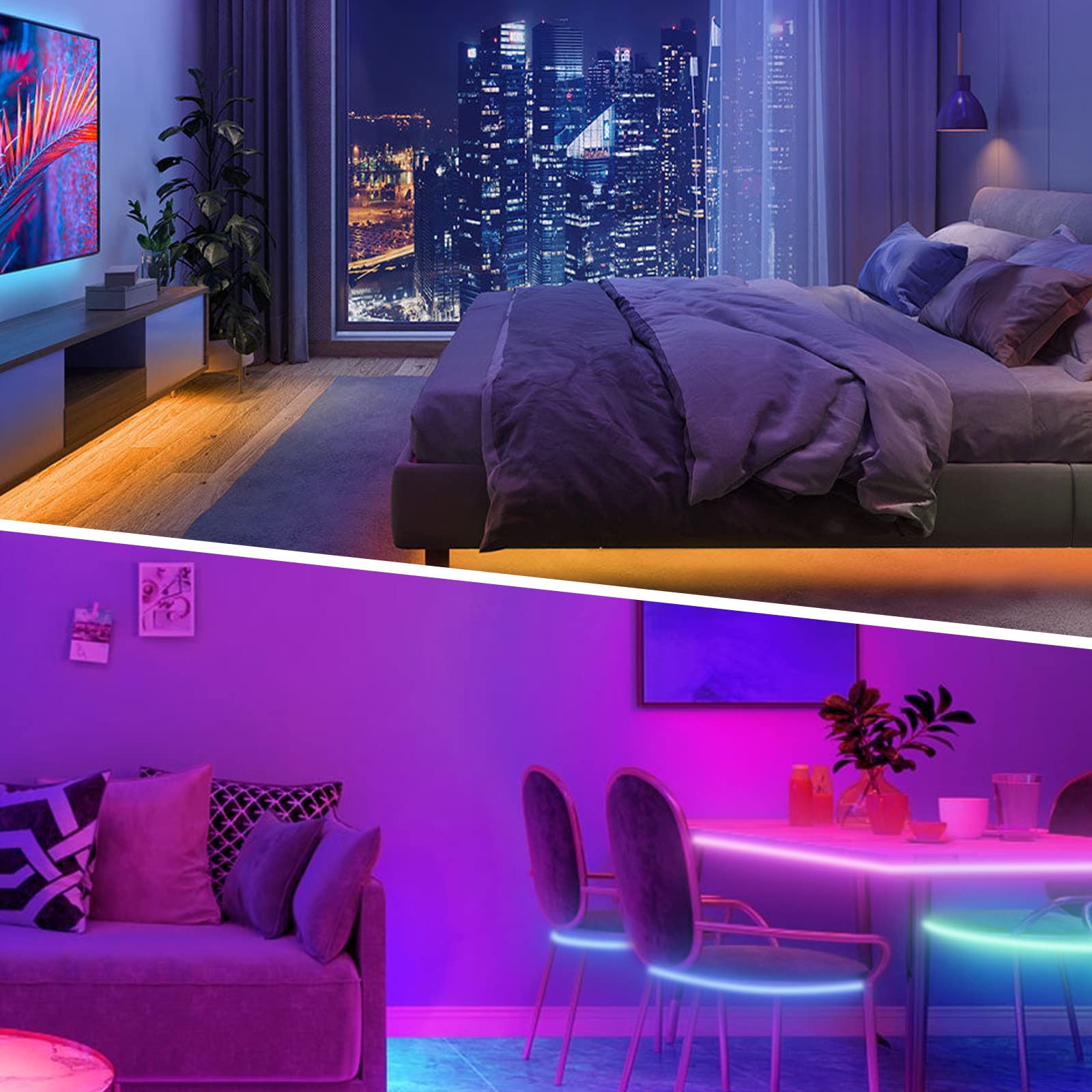 KSIPZE flexible RGB strips support flashing, jump, and fade effects.