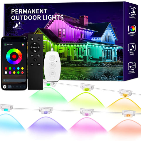 KSIPZE outdoor lights on eaves for year-round weatherproof lighting.