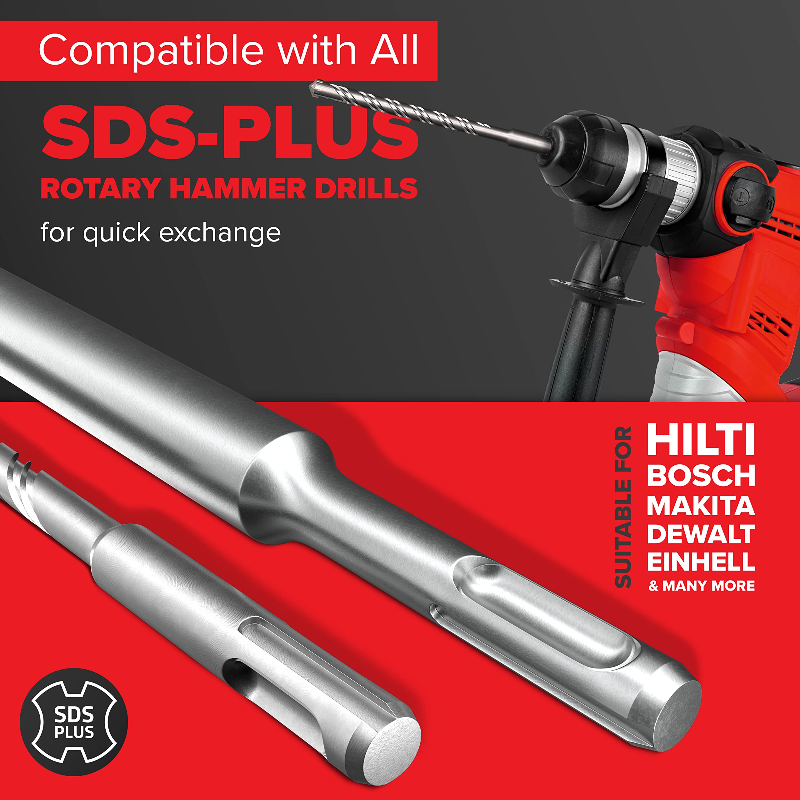 KSP-Tec carbide cross-tip SDS-Plus bit 5/16-1 for quick masonry work.