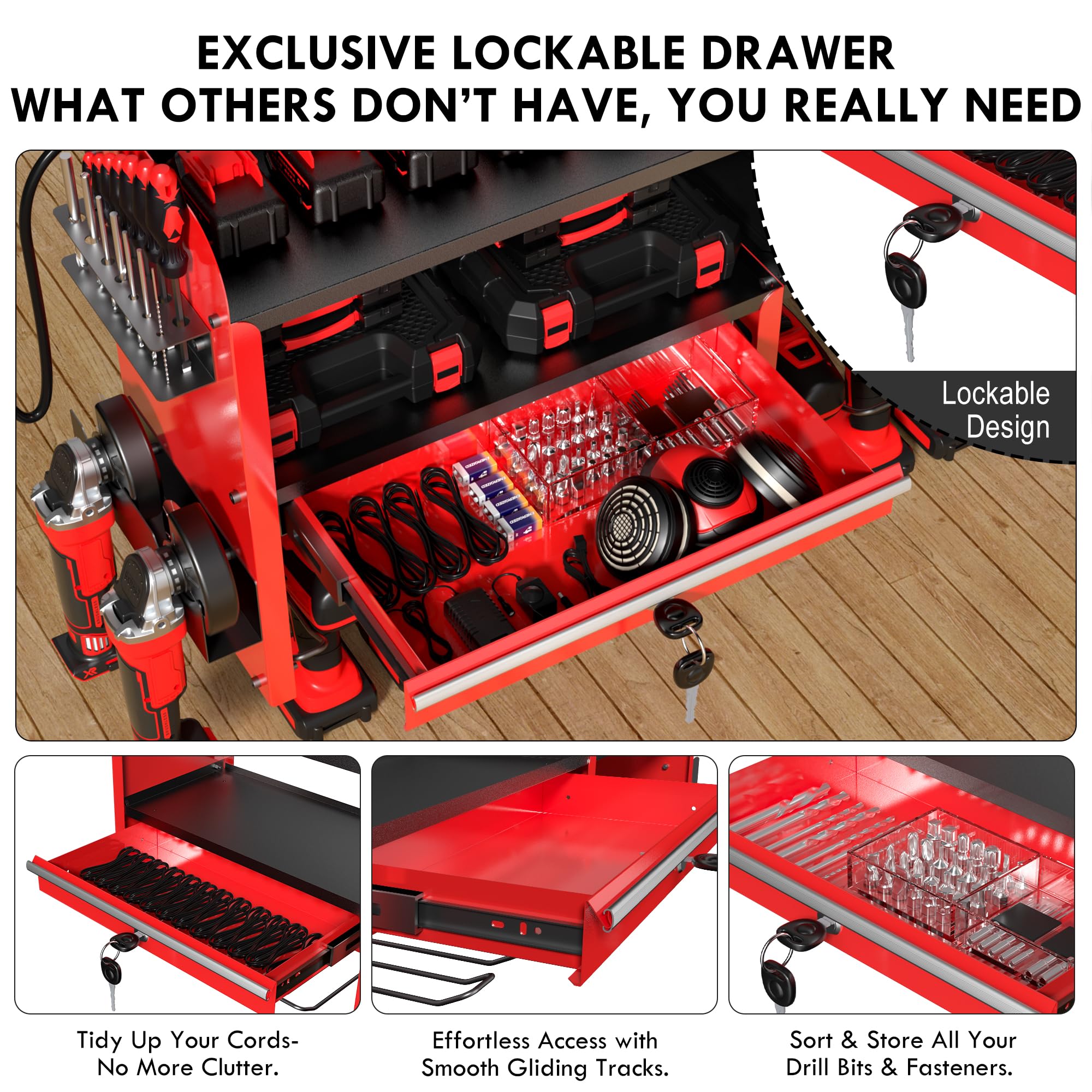 KSVO 6-outlet charging station powers multiple cordless tools in one central hub.