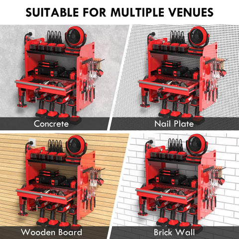 KSVO cable management feature on power tool organizer keeping cords tidy