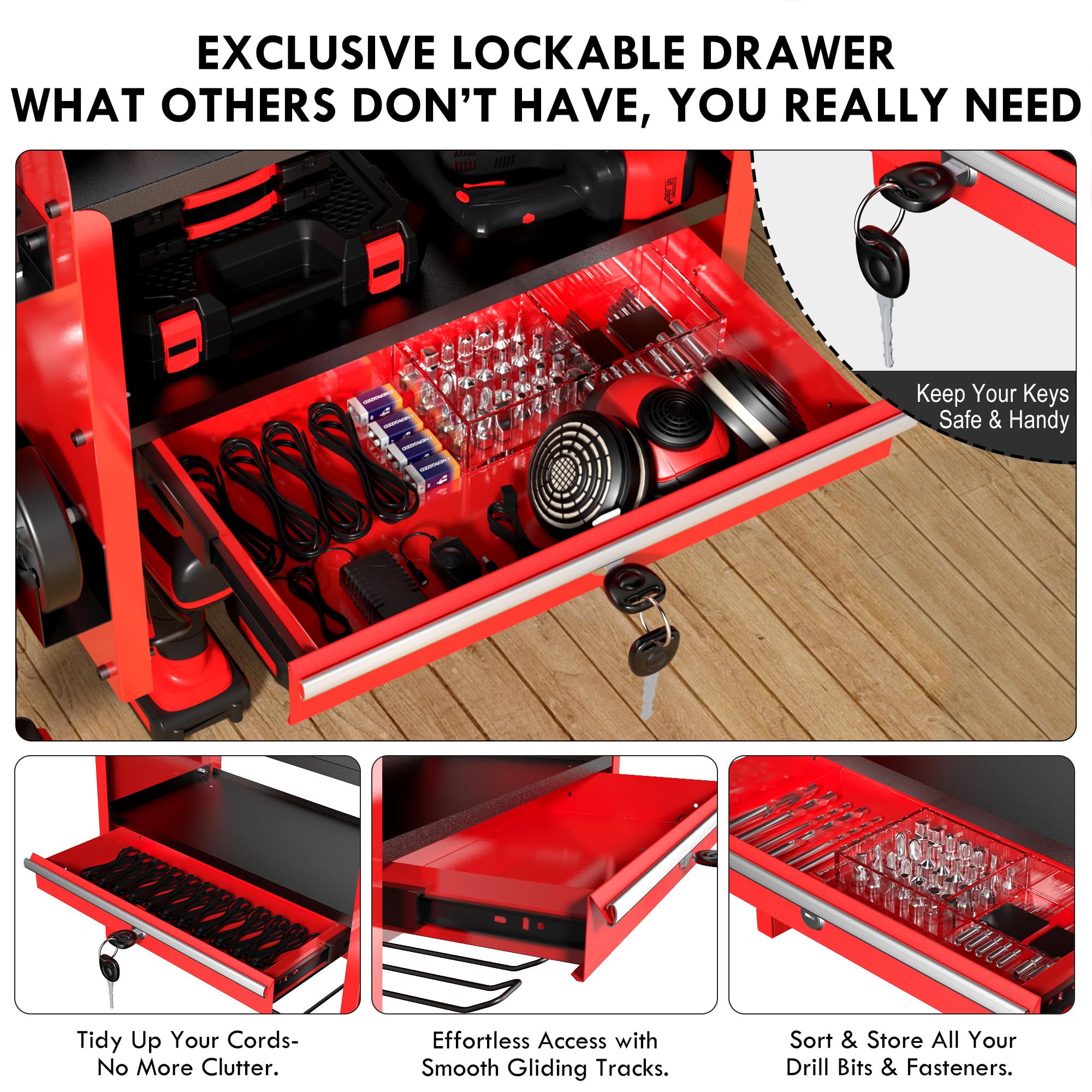 KSVO power tool organizer charging station with four outlets for cordless tools