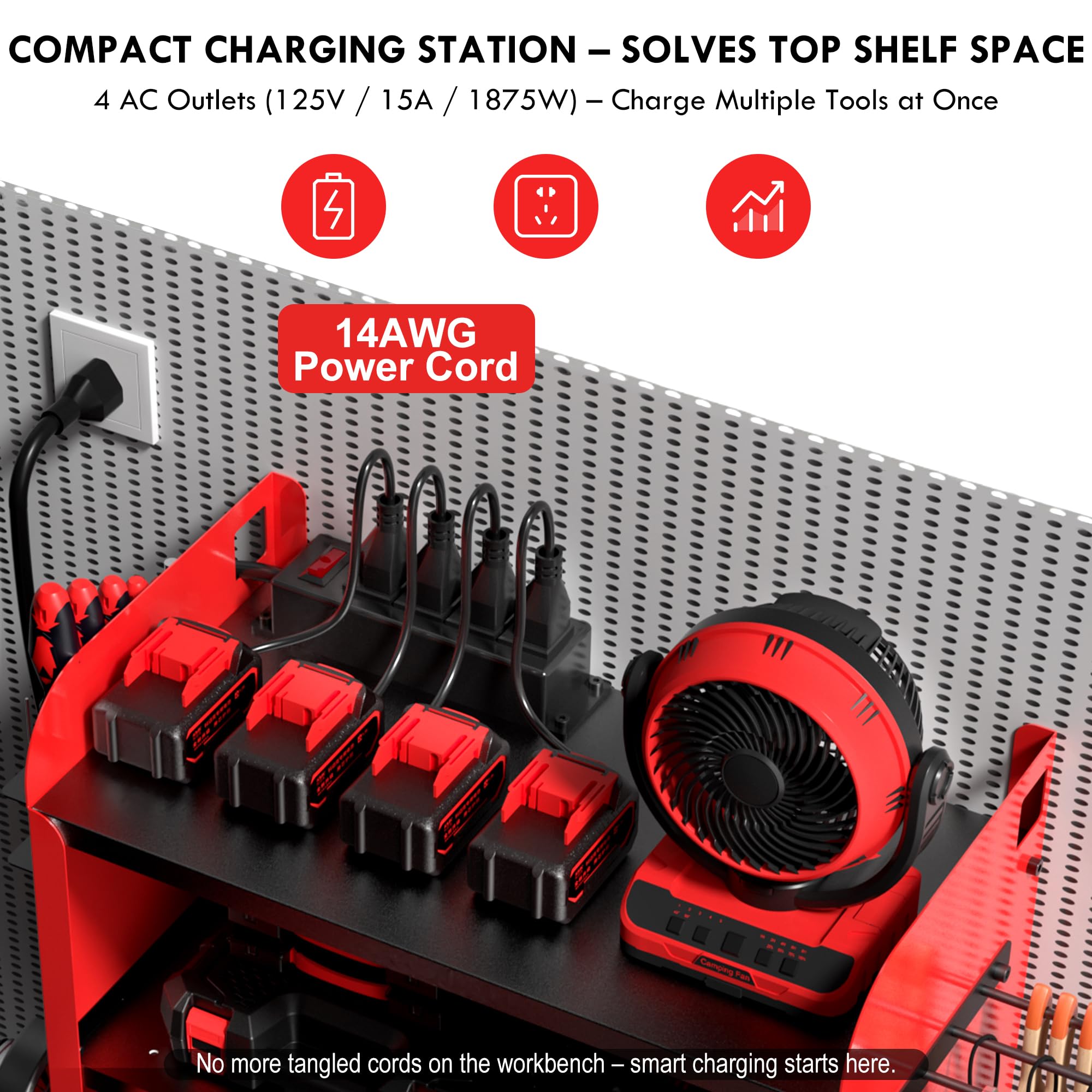KSVO lockable drawer within power tool organizer storing small parts