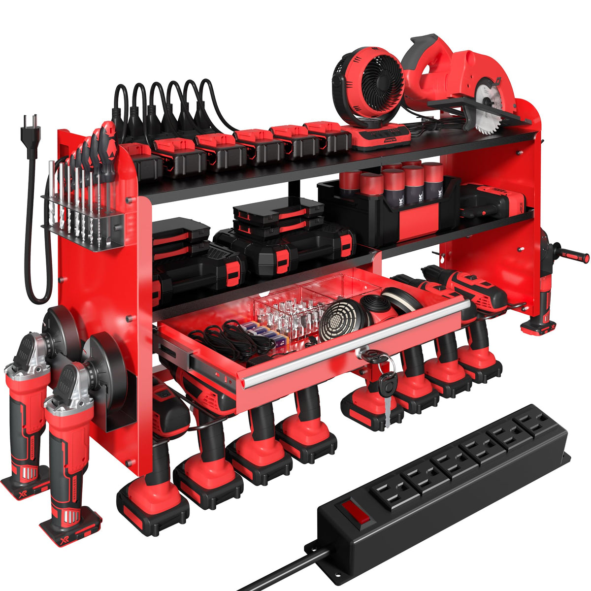 KSVO power tool organizer wall mount with drill rack offering easy access to frequently used tools.