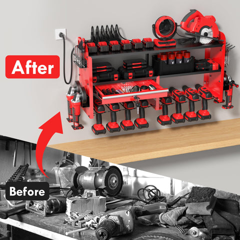 KSVO side racks hold grinders, screwdrivers, pliers for quick access.