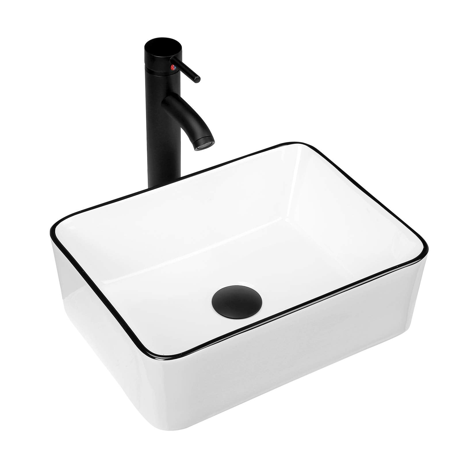 KSWIN modern rectangle sink with black edge enhances small bathrooms