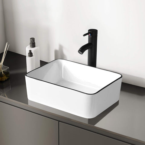 KSWIN white porcelain vessel sink, above-counter design for quick installs