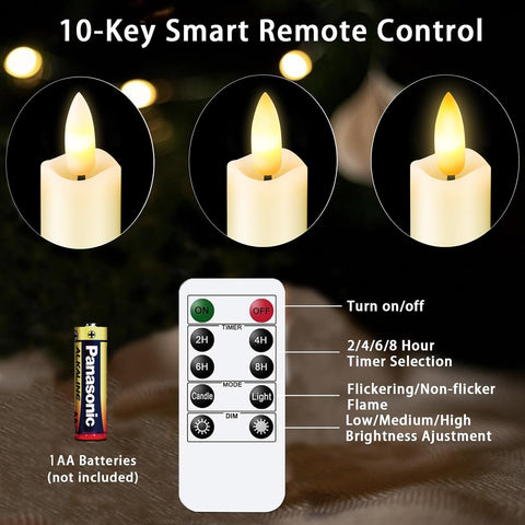 KSWING flameless taper candles feature two lighting modes for versatile mood lighting.