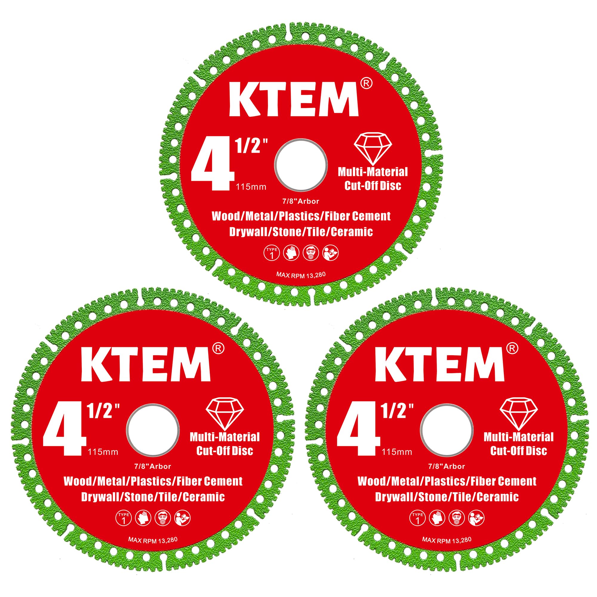 KTEM multi-material cutting disc 4.5-inch for precise cuts on metal, stone, and more