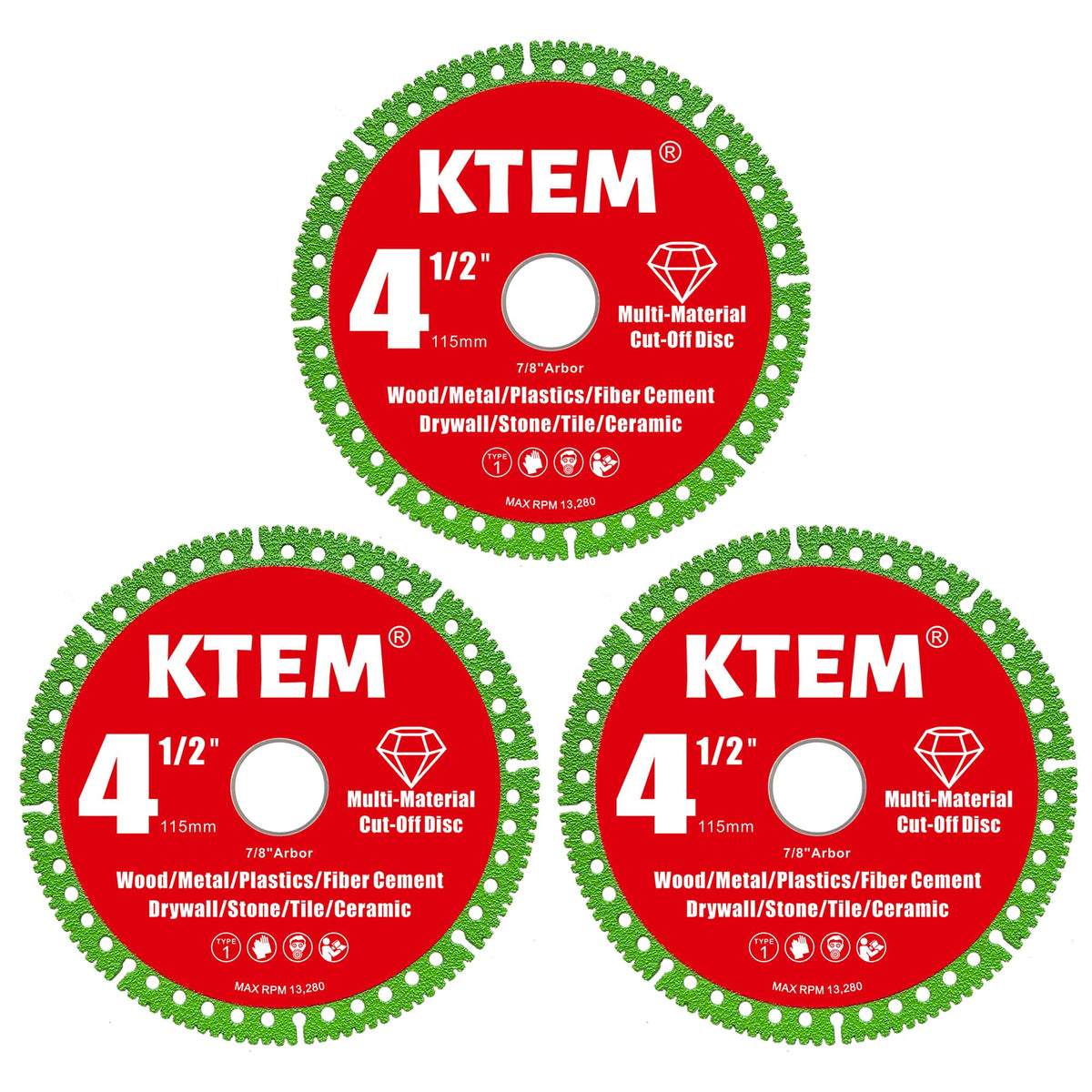 KTEM multi-material cutting disc 4.5-inch for precise cuts on metal, stone, and more