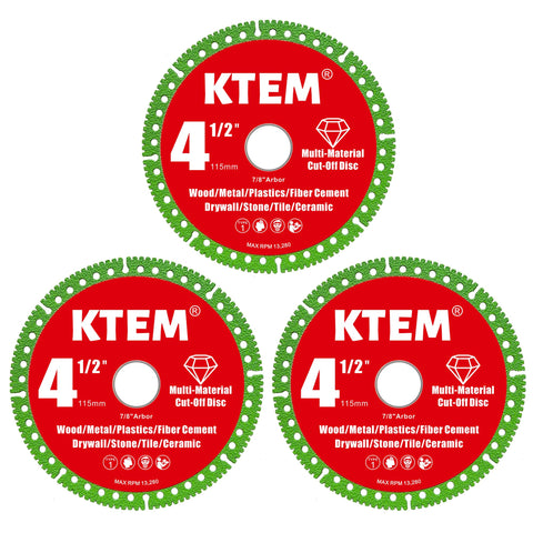 KTEM multi-material cutting disc 4.5-inch for precise cuts on metal, stone, and more