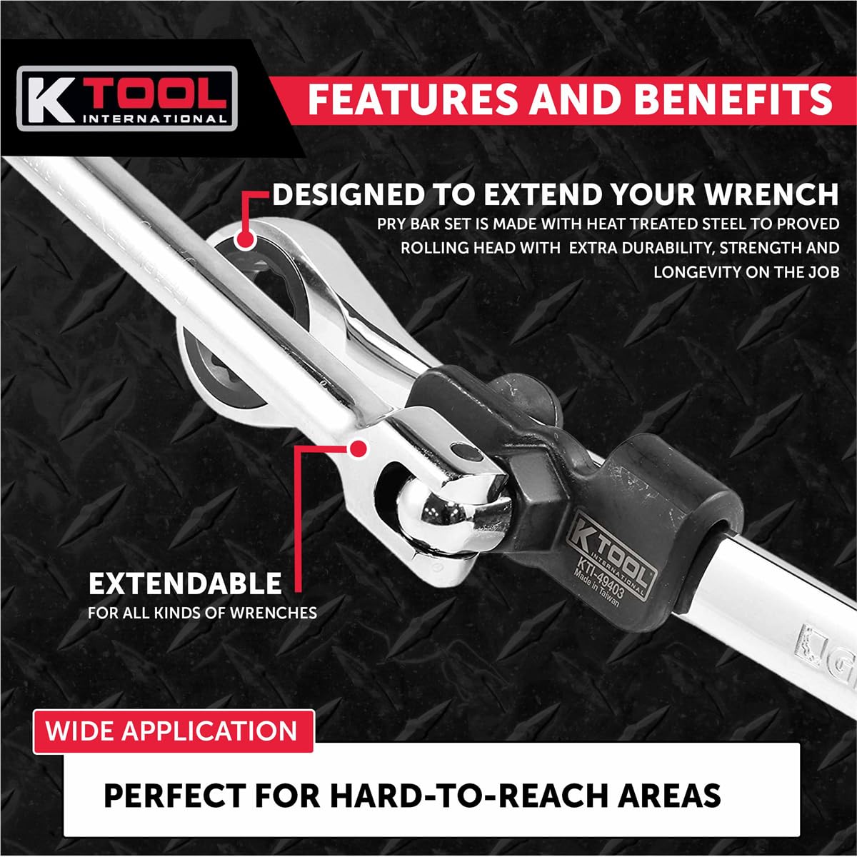 K Tool International 49403 extended-length application with various wrench styles