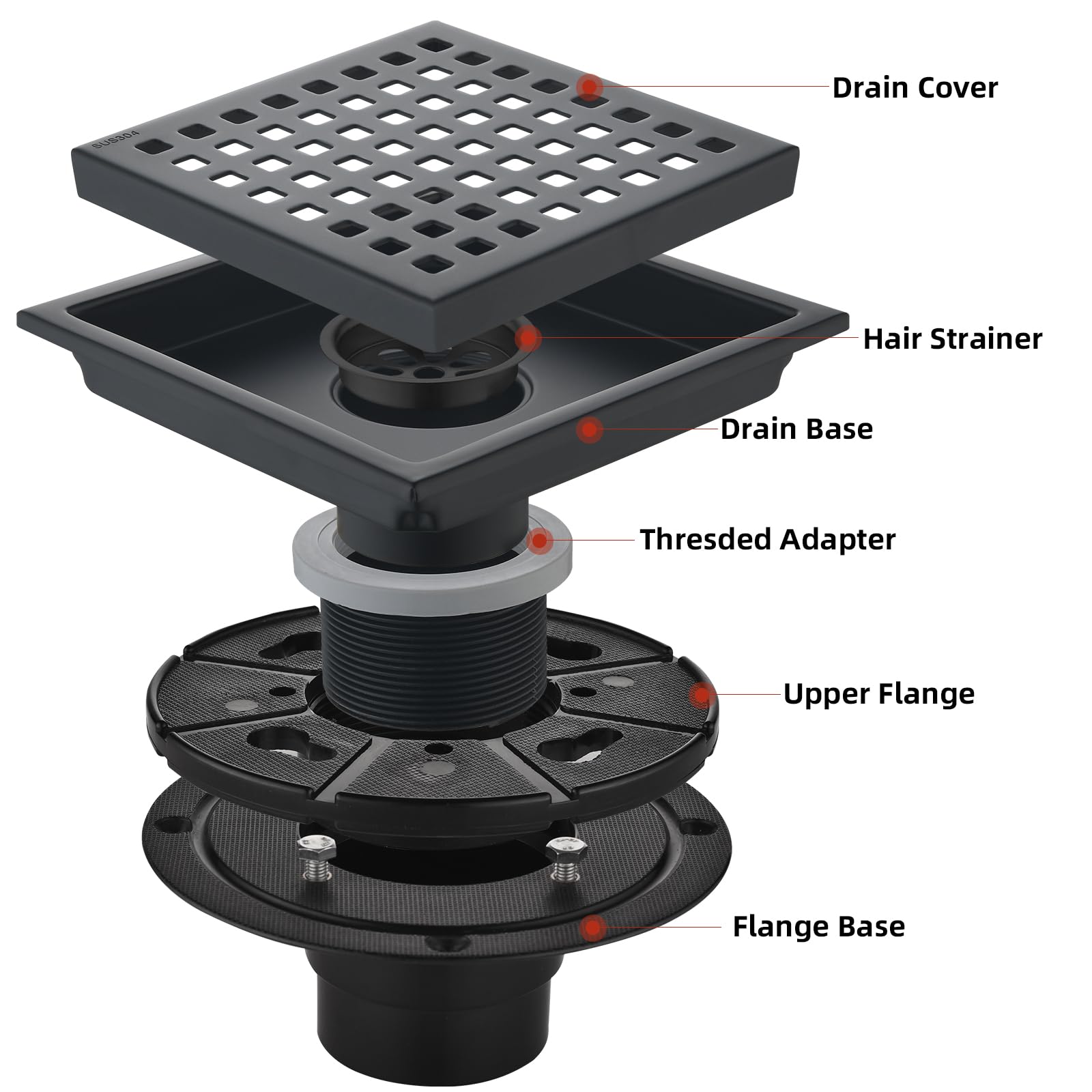 Kuaisailsk ABS base flange with rubber seals ensures a secure fit.