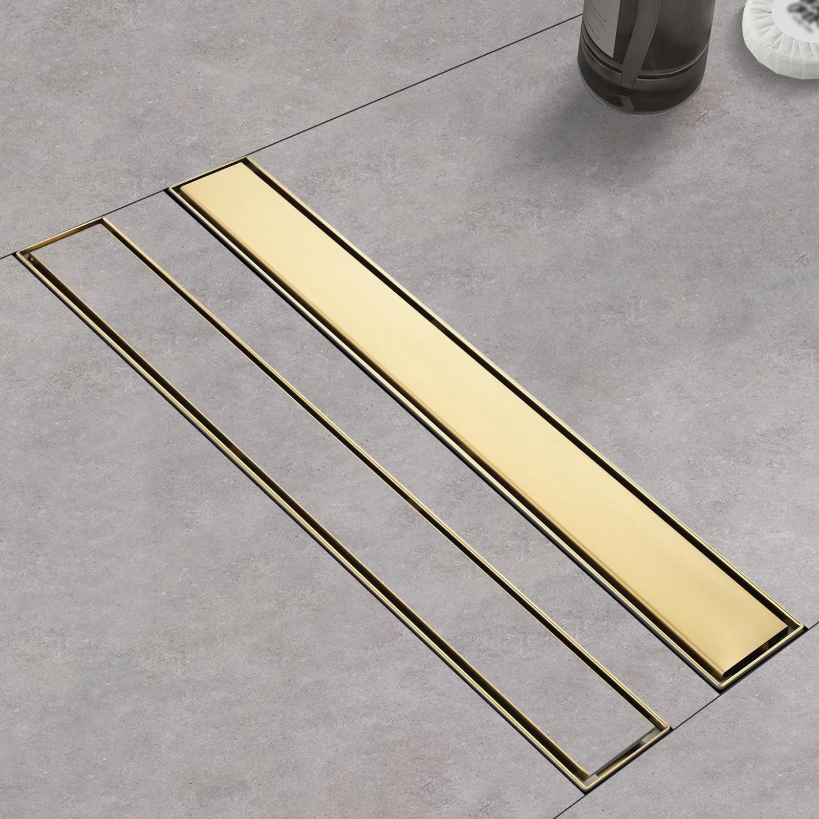 Kuaisailsk linear shower drain 24-inch with tile insert panels for sleek drainage.