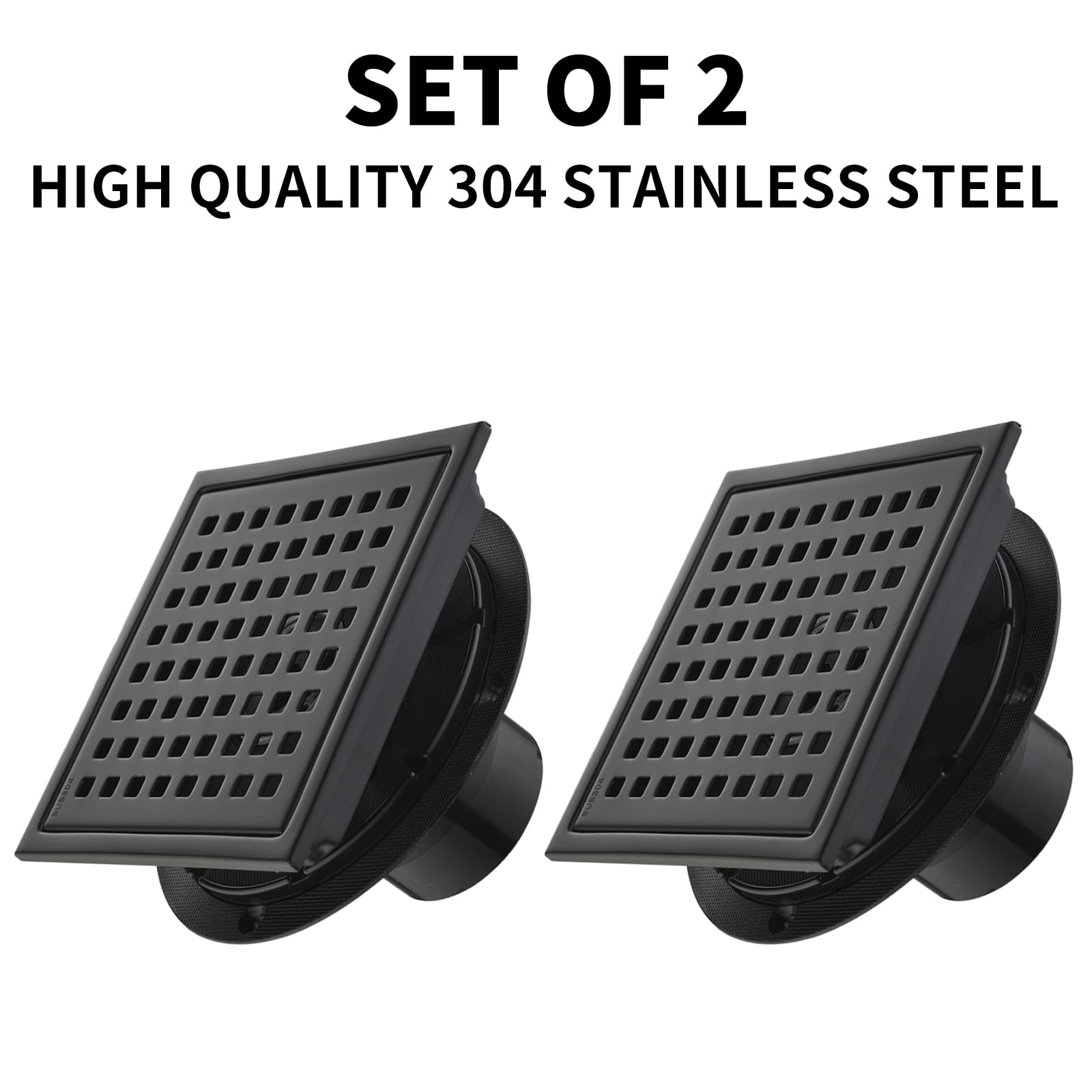 Kuaisailsk square grille in black finish enhances bathroom aesthetics while resisting wear.