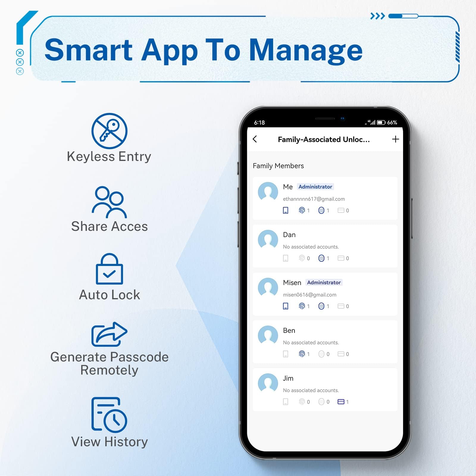 KUCACCI app screen shows remote admin codes and access control.