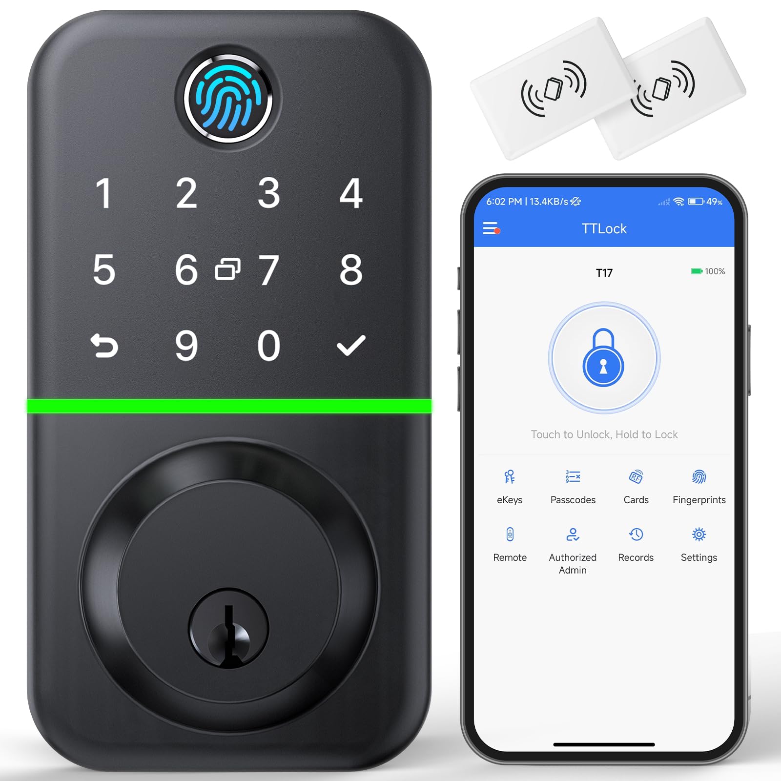 KUCACCI smart door lock front view with keypad for seamless entry.