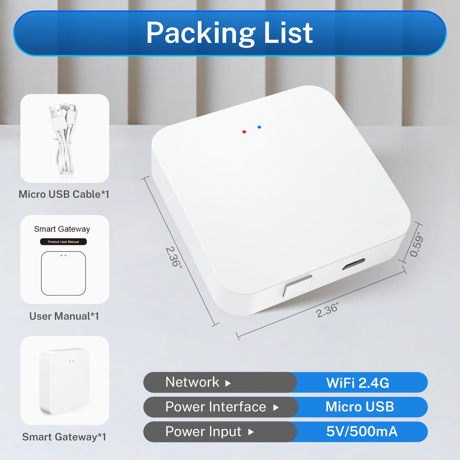 Easy quick setup using Bluetooth and 2.4 GHz network with Kucacci gateway.