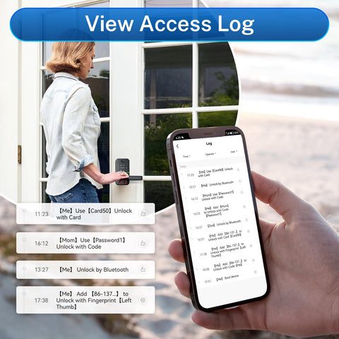 Remote lock control via the Kucacci Tuya gateway app on mobile.