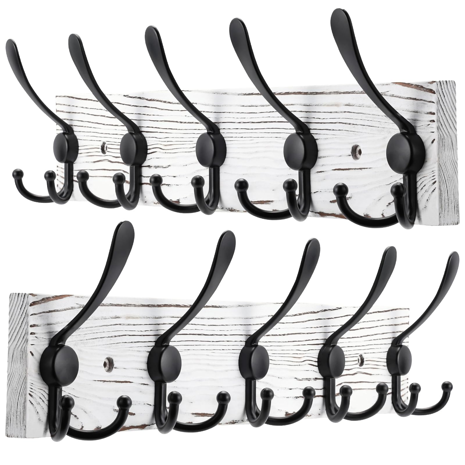 Kuhome wall-mount coat rack in old white plank keeping outerwear organized at the entry