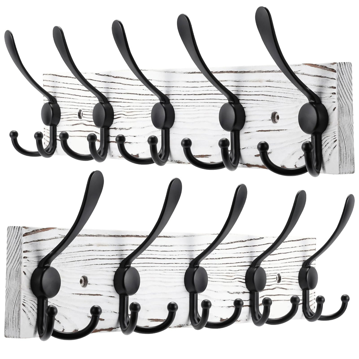 Kuhome wall-mount coat rack in old white plank keeping outerwear organized at the entry