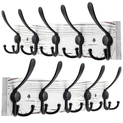 Kuhome wall-mount coat rack in old white plank keeping outerwear organized at the entry