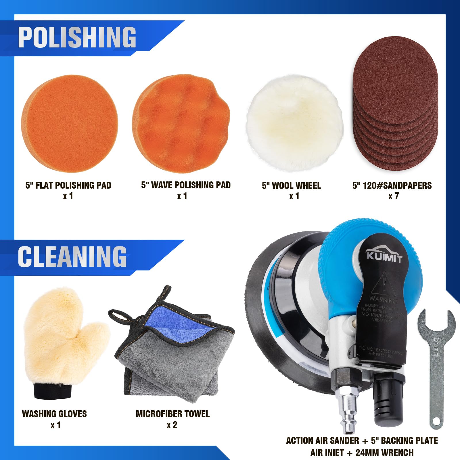 KUIMIT air sander motor detail highlights a precision-balanced motor for smooth operation.