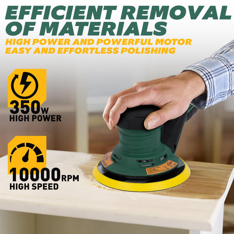 KUIMIT sander in use on a wooden surface showing versatility across tasks.