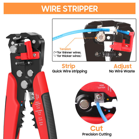Kuject adjustable ratcheting crimping tool ensures secure, professional crimps each time.