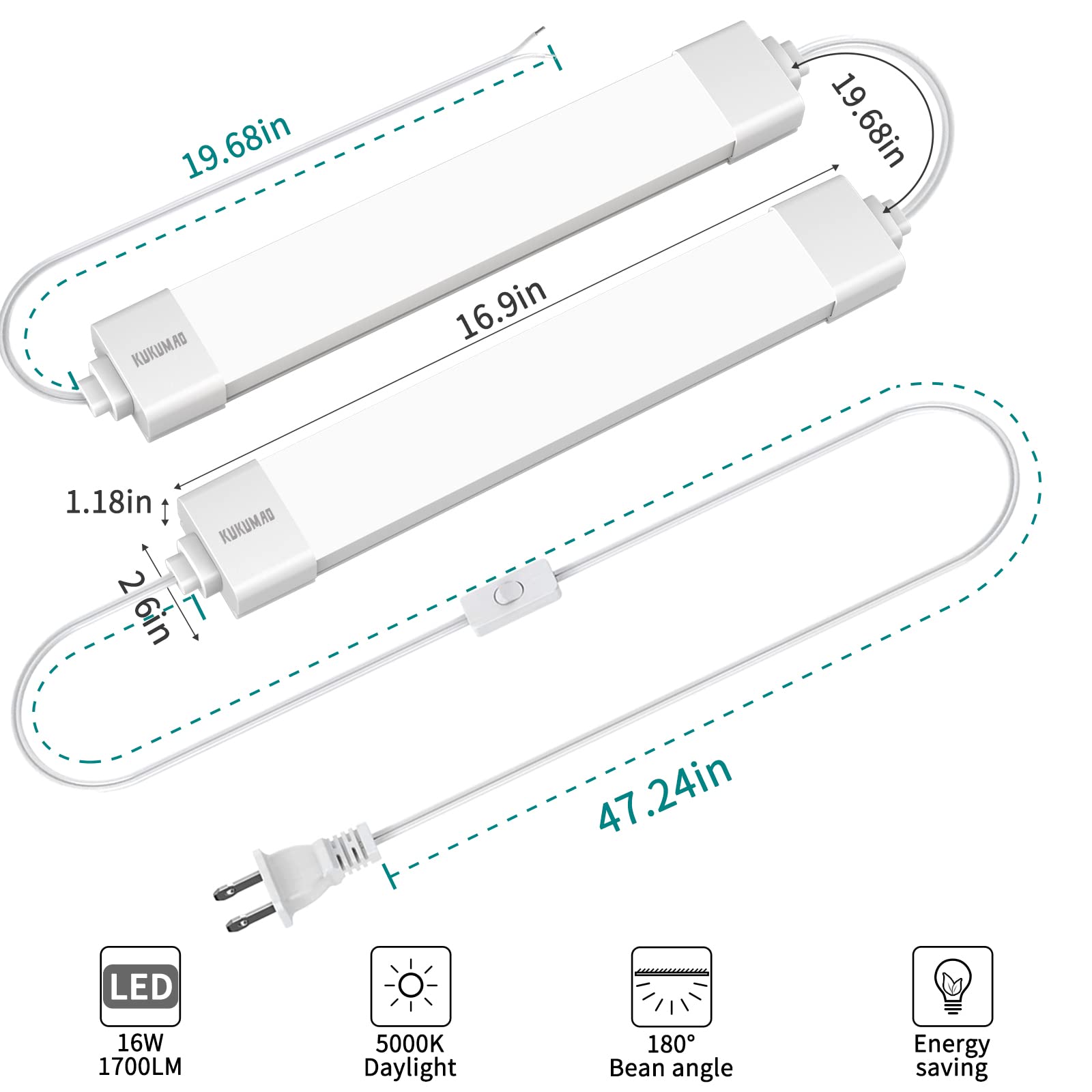 KUKUMAO LED Tube Light closet installation demonstrating plug and play mounting
