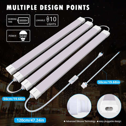 KUKUMAO waterproof IP66 shop light suitable for damp spaces.