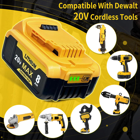 Kulatiom 2Pcs 8.0Ah 20V battery back view emphasizing rugged build and compatibility