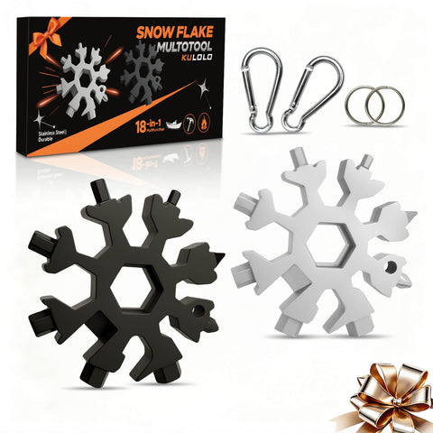 KULOLO Snowflake 18-in-1 multitool in silver and black for everyday carry