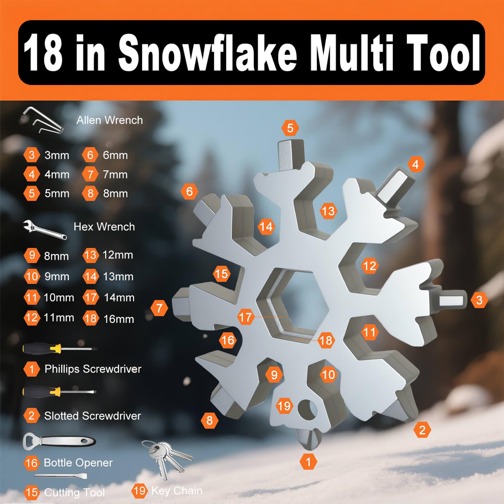 KULOLO Snowflake bottle opener integrated in compact tool