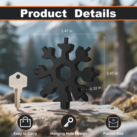 KULOLO Snowflake multitool with carabiner clip for quick attachment