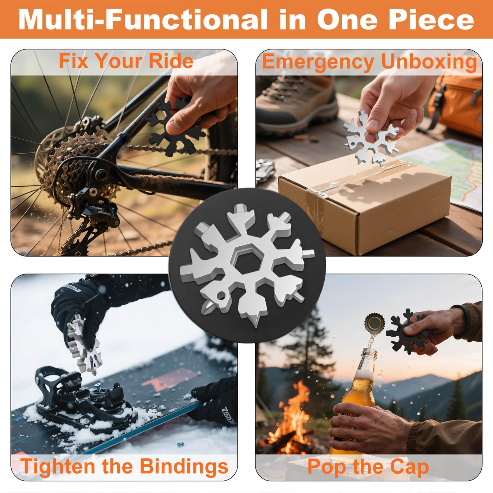 Two-pack packaging of KULOLO Snowflake multitools for gifts or backups