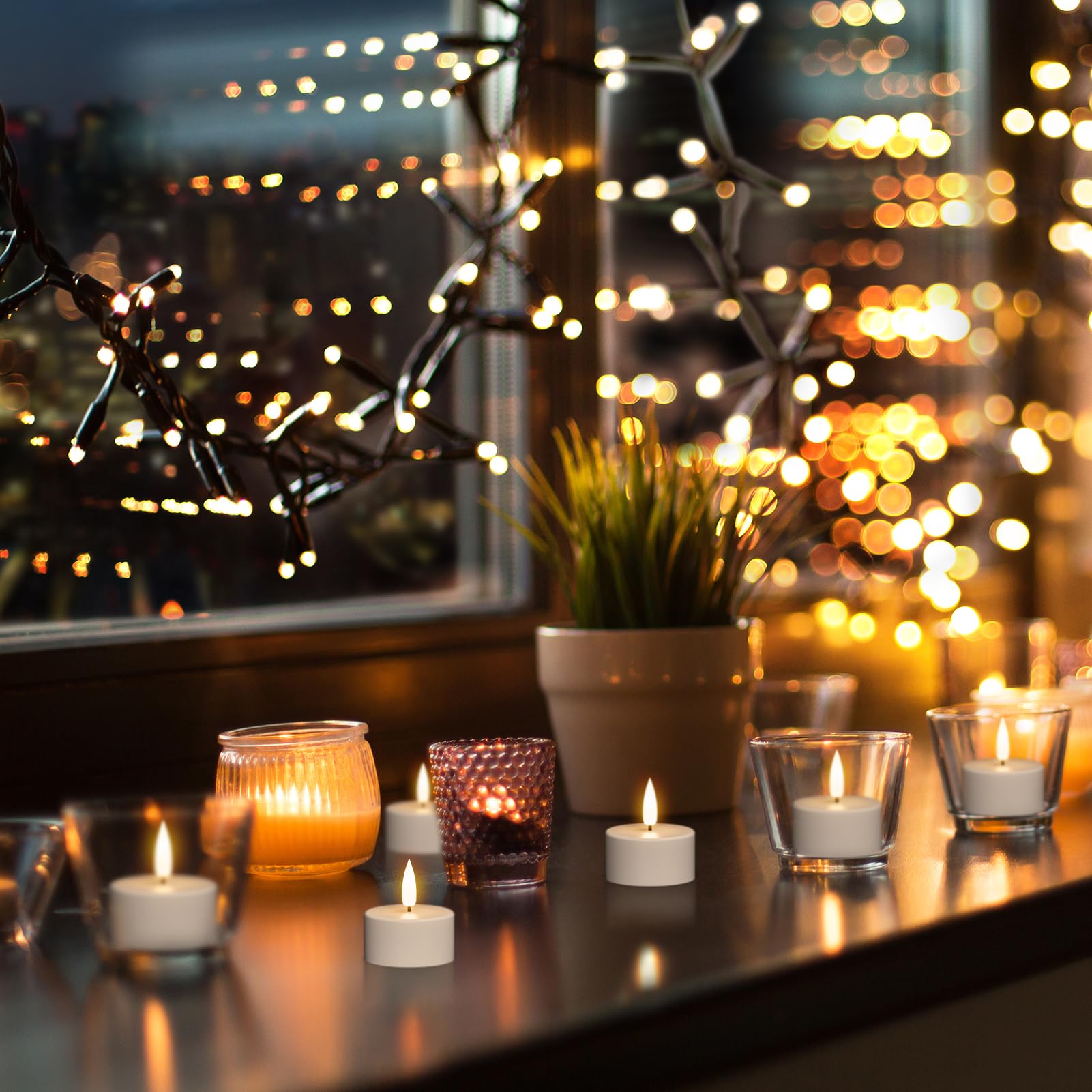 KunSwenn LED tealight with 3D wick for realistic flame-like glow.