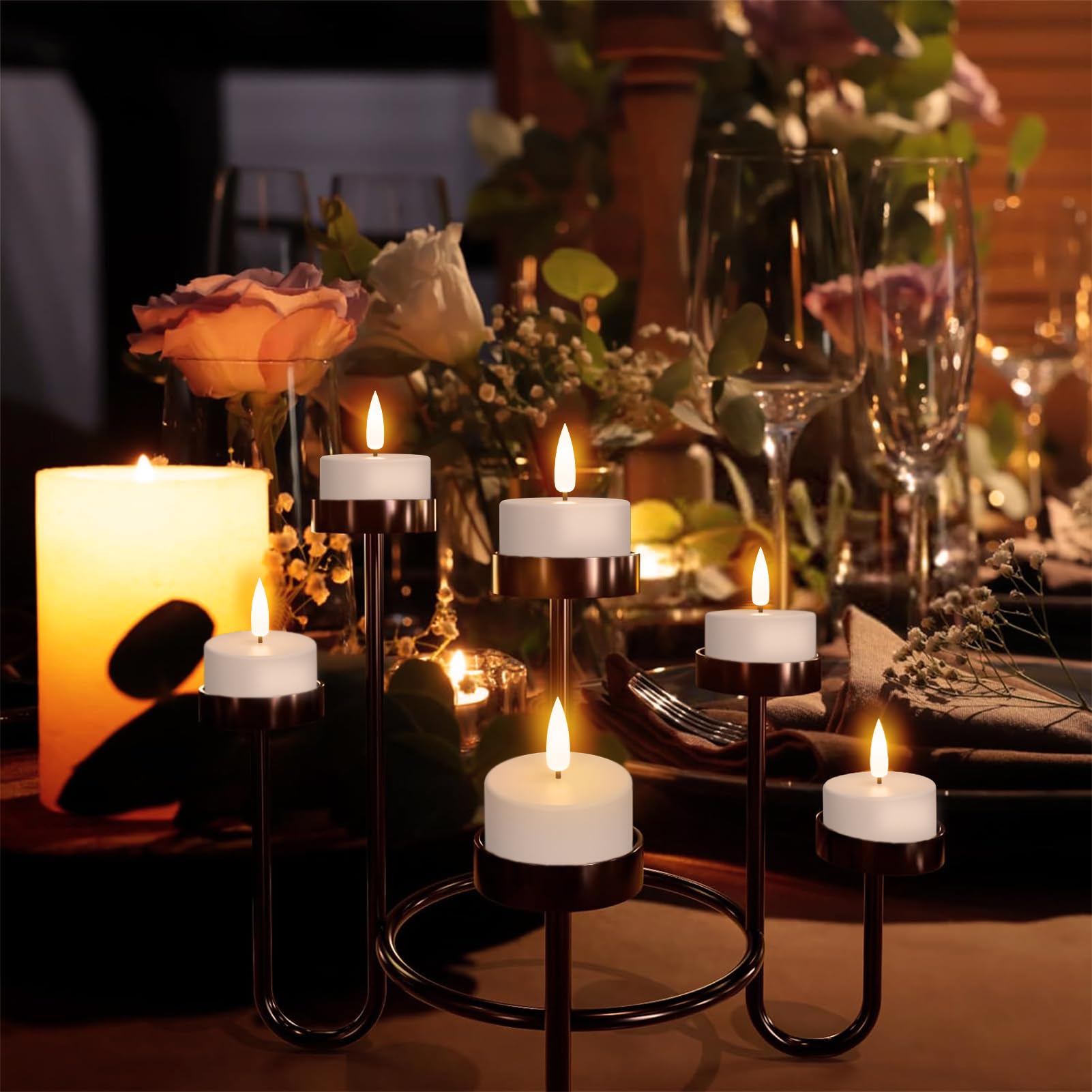 KunSwenn 12-pack white tea lights set for versatile decor.