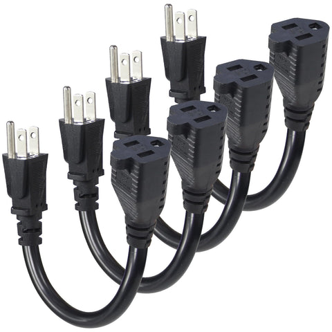 KUNCAN short power extension cord 6 inch for tight spaces and outlet access.