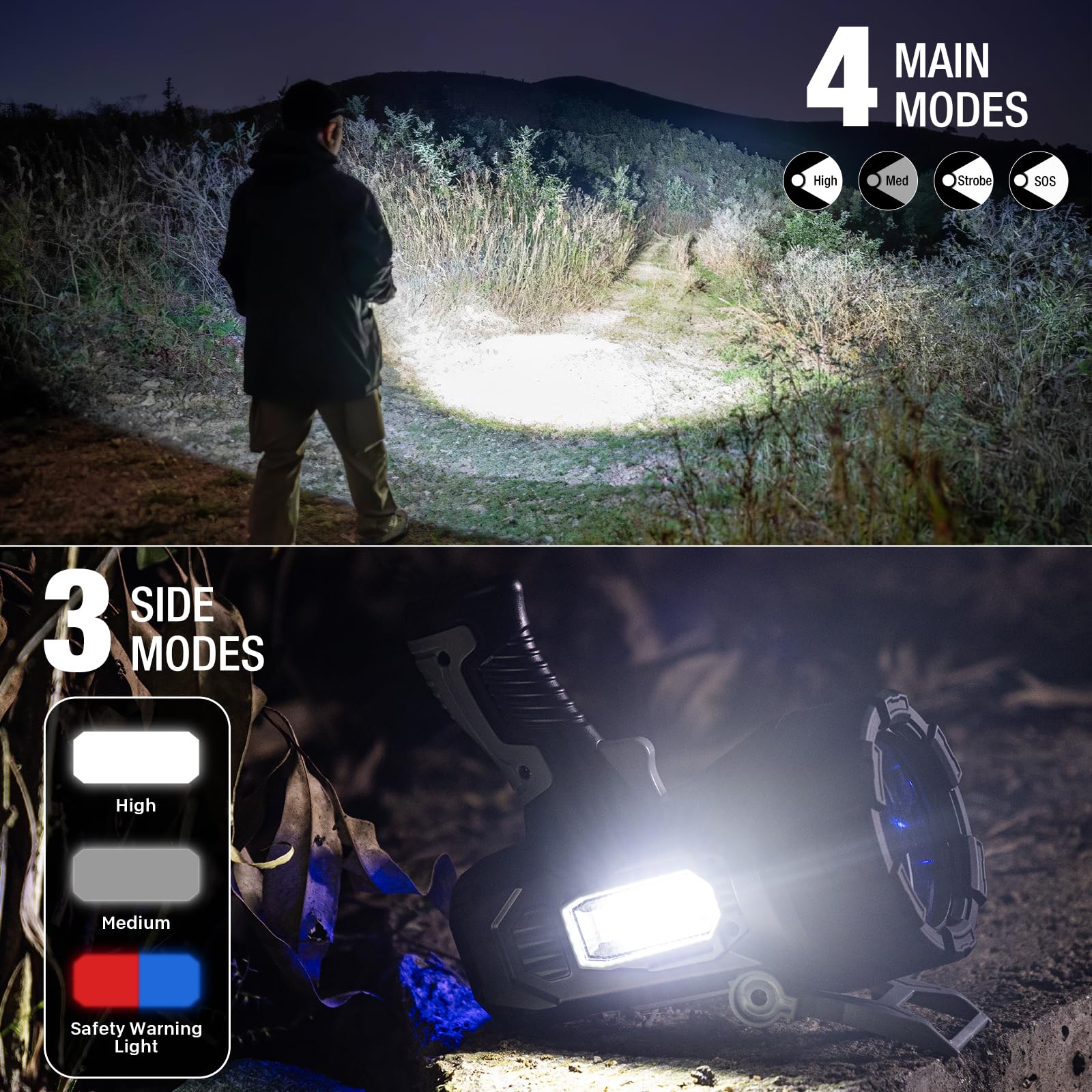 Kungf Spotlight with three color lenses enables versatile lighting scenarios.