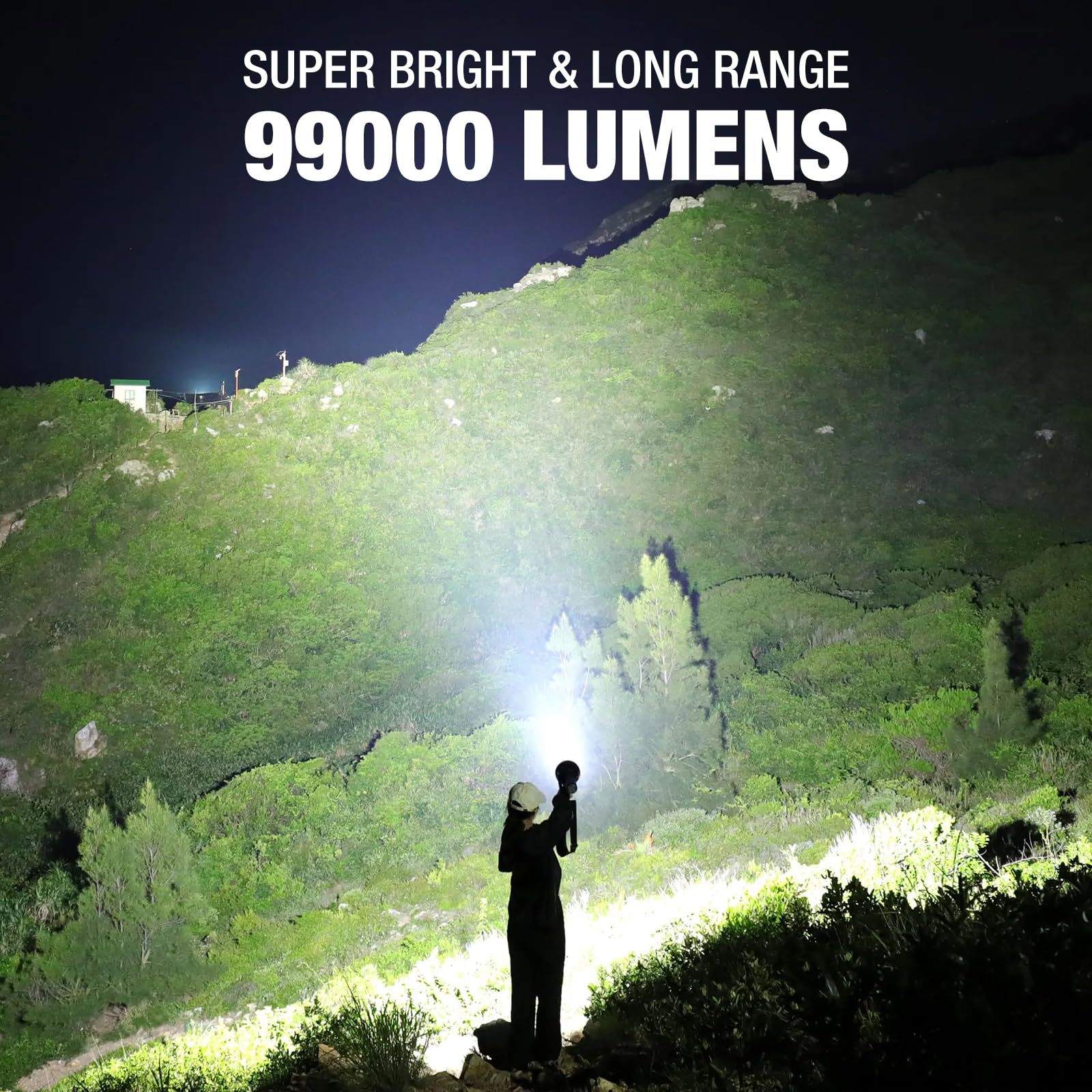 Kungf Spotlight shown in side-use position for campsite illumination.