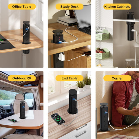 Kungfuking pop up outlet horizontal installation on a counter edge
