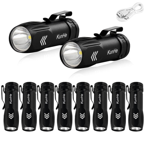 KunHe 10-pack USB-C rechargeable flashlights ready for portable on-the-go lighting.