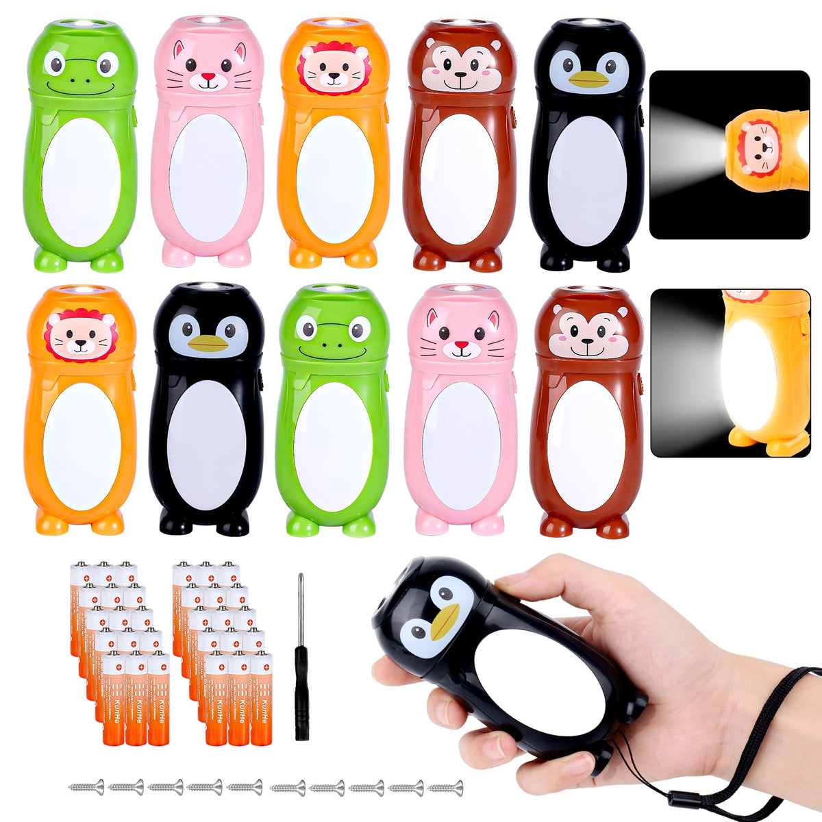 KunHe cat flashlight in hand, ideal for kids nighttime reading.