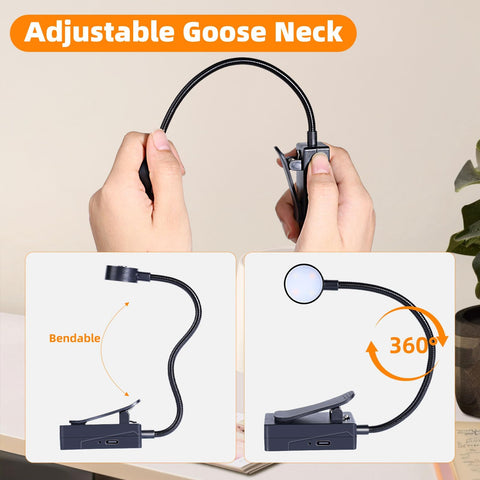 KunHe book light with three brightness levels for flexible reading.
