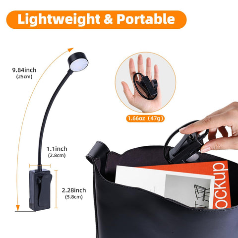 KunHe 3-mode book light offers warm, cool, natural tones.