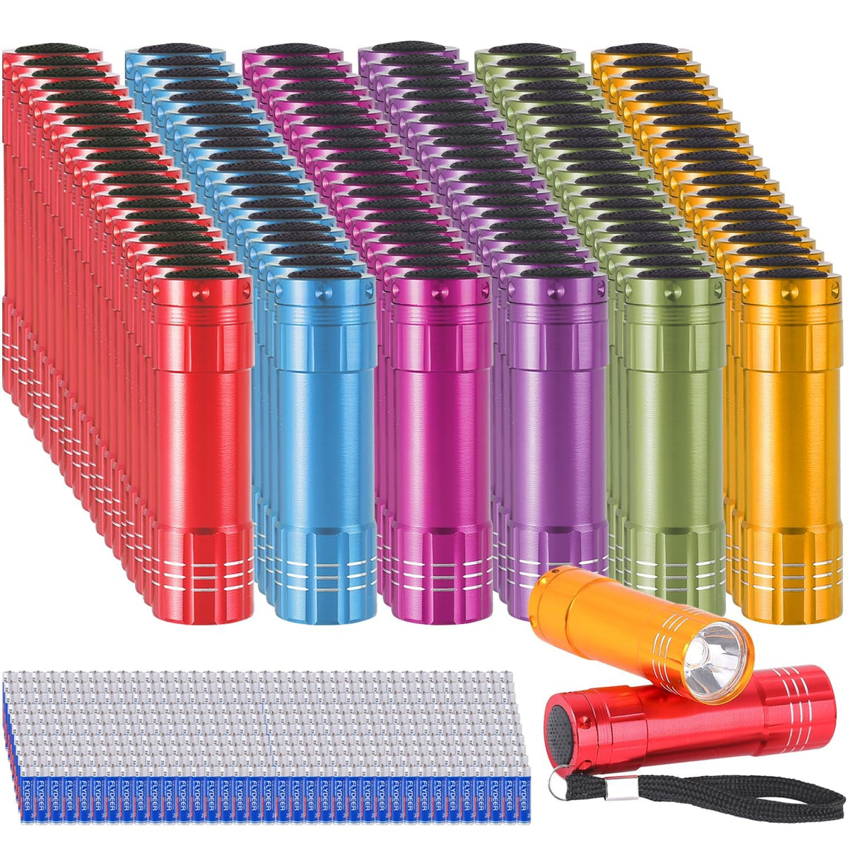 KunHe mini flashlights bulk pack in assorted colors for events and gifting.