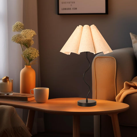 KUNJOULAM table lamp in bedroom scene blends style and function.